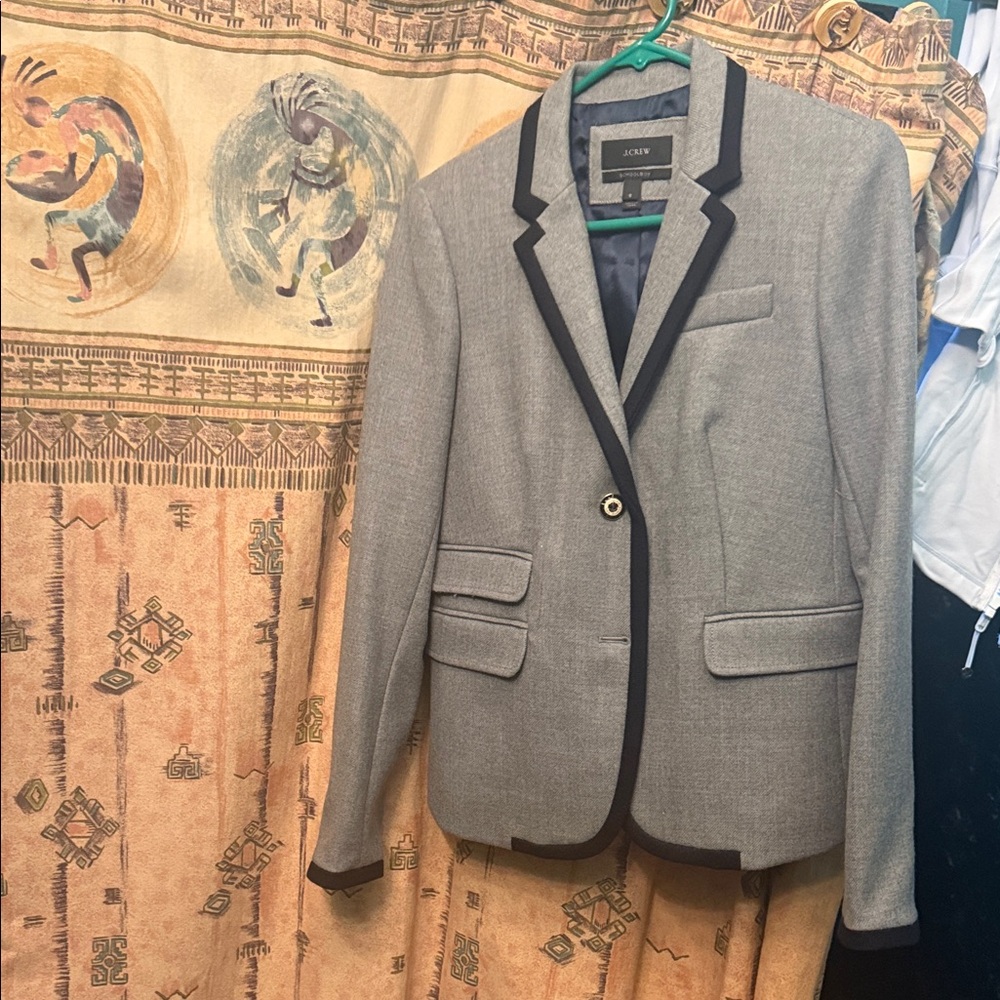 J. Crew Heather Gray Blazer with Black Accents